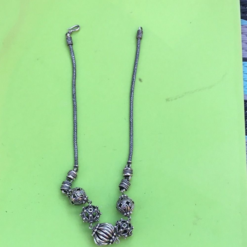 Vintage heavy sterling silver with ornate ball charms - Picture 2 of 12